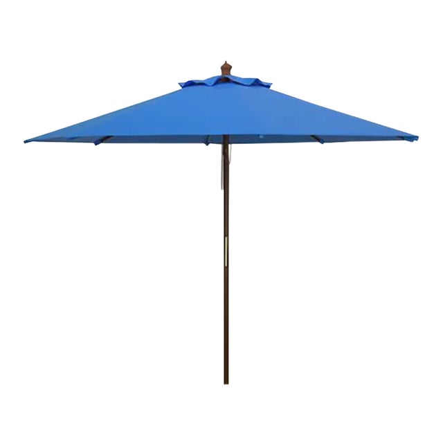 Cannes 9ft Wooden Outdoor Umbrella - Pacific Blue For Sale
