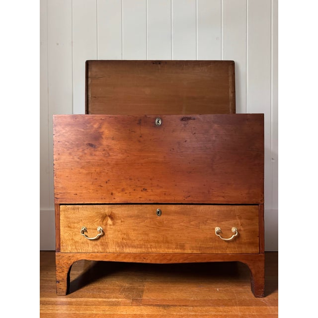 Early 19th century American mule chest in pine with single lower mahogany drawer lovingly restored with new period...