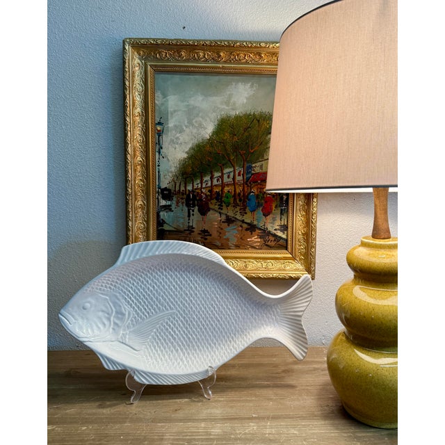 Fish platter - beautiful and fun . 18” x 12 “ White vintage.