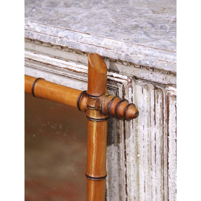 French Early 20th Century French Faux Bamboo Walnut Wall Mirror For Sale - Image 3 of 6