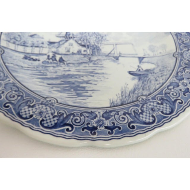 Ceramic Boch Delfts Extra Large White Blue Porcelain Plate Royal Sphinx Holland 4896b For Sale - Image 7 of 18