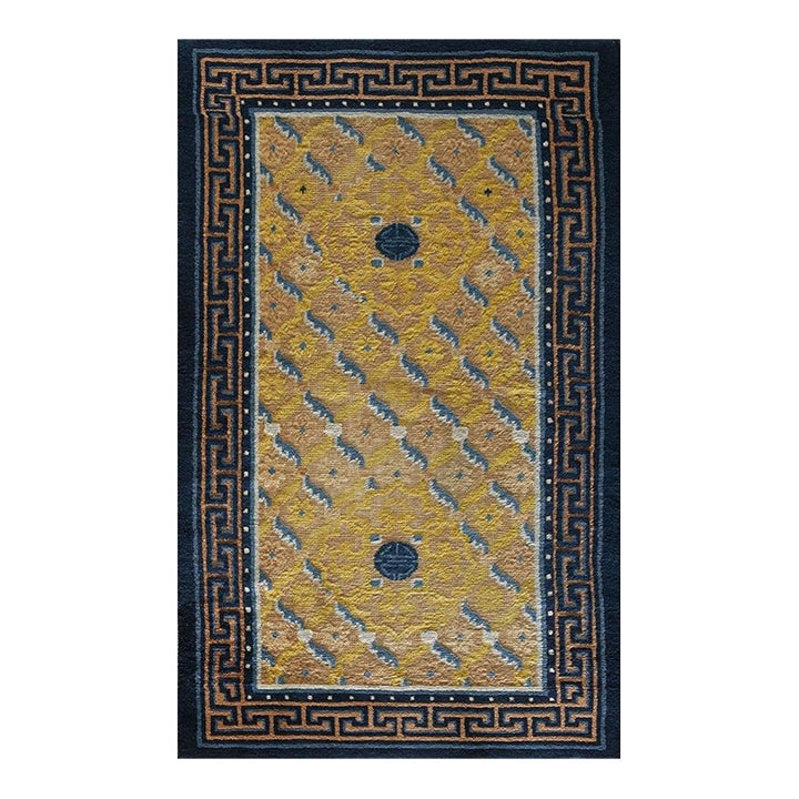 19th Century Yellow Antique Chinese Peking Ningxia Hand Knotted Rug 2'9 ...