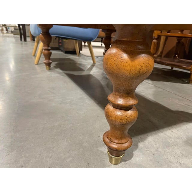 Wood Thomasville Vintage Burl Wood Coffee Table With Turned Legs For Sale - Image 7 of 9