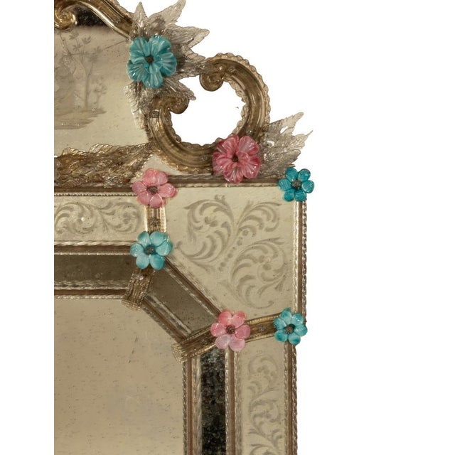 Silver Antique Style Italian Handmade Murano Venetian Etched Glass Mirror Fratelli Tosi For Sale - Image 8 of 11