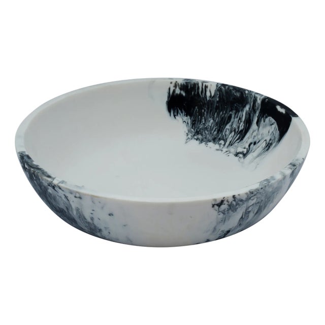 Mera Black & White Resin Serving Bowl For Sale