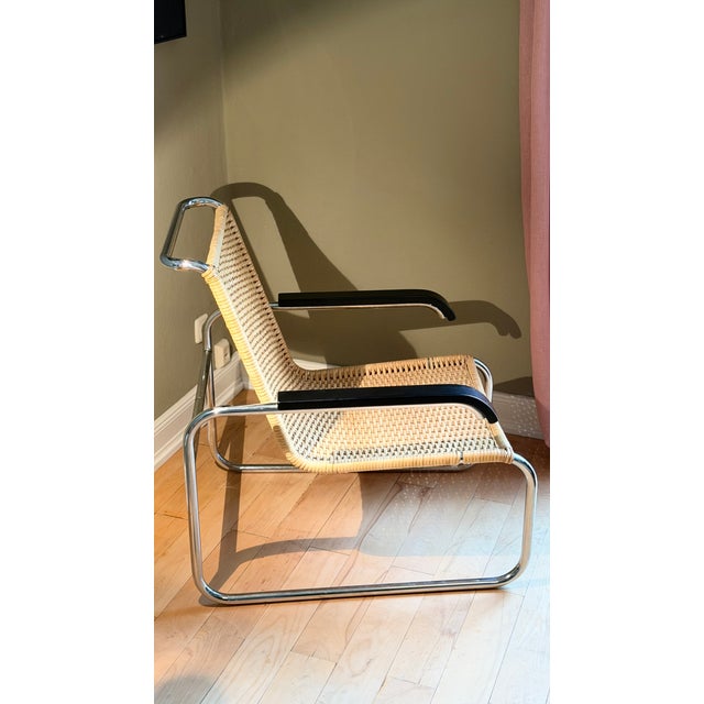 Rattan B35 Cantilever Chair and B64 Viennese Wicker Armchair by Marcel Breuer for Thonet, Set of 2 For Sale - Image 14 of 18