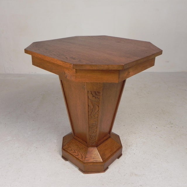 Art Deco Octagonal Oak Side Table, 1930s For Sale - Image 12 of 18