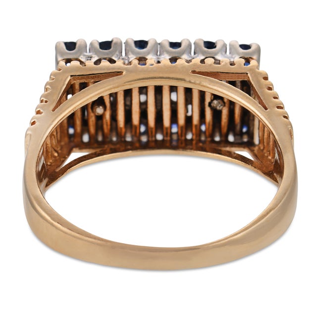 Vintage Diamond Sapphire 14k Yellow and White Gold Ring, Size 6.25 For Sale In Los Angeles - Image 6 of 6