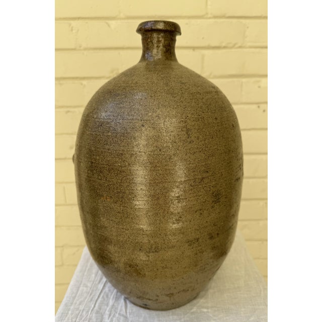 Late 20th Century Vintage Japanese Handmade Stoneware Sake Bottle Storage Jar For Sale - Image 5 of 10