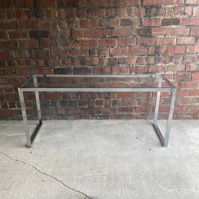 Chrome Vintage Chrome Long Side Table In the Style of Milo Baughman For Sale - Image 8 of 8