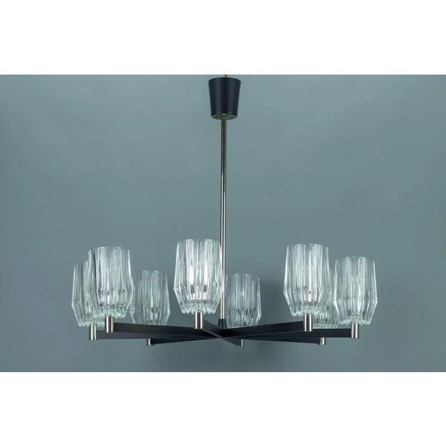 Eight-Light Chandelier in Metal, Chrome and Glass For Sale - Image 15 of 18