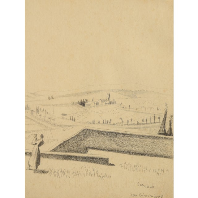 Paper Richard Seewald, Mother & Child (San Gimignano, Tuscany), 1920s, Pencil and Handmade Paper, Framed For Sale - Image 7 of 12