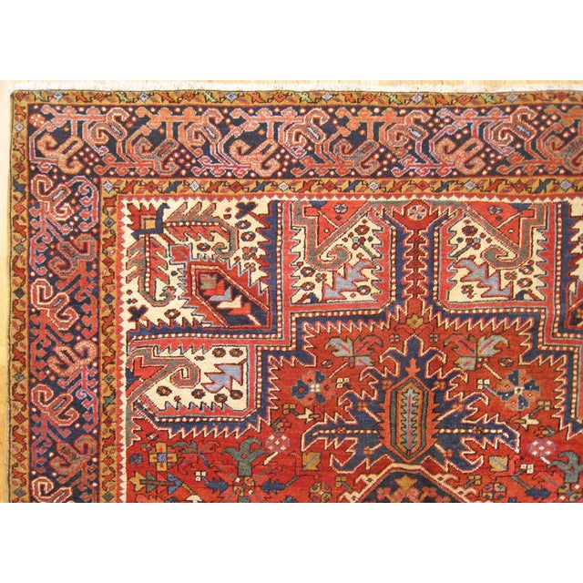 Textile Vintage Persian Decorative Oriental Heriz Rug in Room Size For Sale - Image 7 of 9