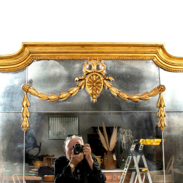 French 19th Century French Louis XVI Style Giltwood Pareclose Mirror With Original Mercury Glass For Sale - Image 3 of 15