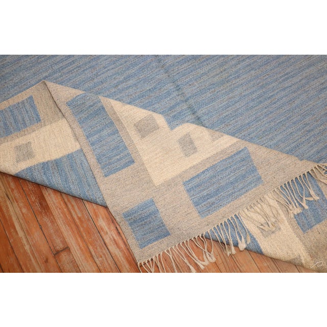 Textile Vintage Zabihi Collection Abstract Swedish Kilim Signed by MA - 6'6" x 10'3" For Sale - Image 7 of 10