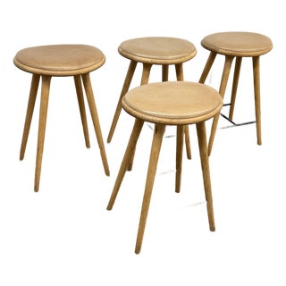 Space Copenhagen for Mater Soaped Oak Wood Counter Stools, Set of Four For Sale