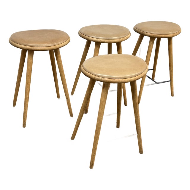 Space Copenhagen for Mater Soaped Oak Wood Counter Stools, Set of Four For Sale