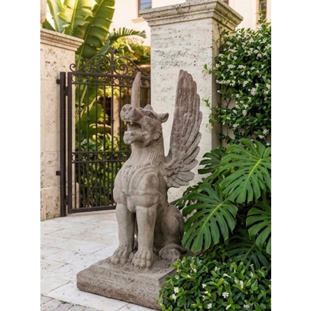 Pair of Monumental Neoclassical Cast Iron Winged Griffin Statues For Sale - Image 12 of 12