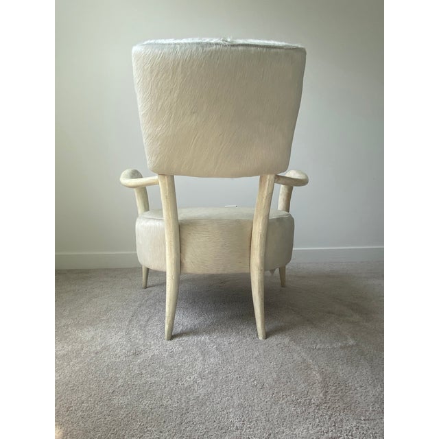 Mid-Century Modern Pair of Bernhardt Interiors Elka Ivory Hair-on-Hide Accent Chairs For Sale - Image 3 of 10