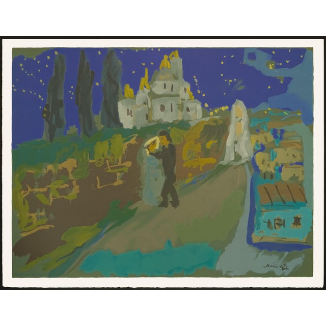 Original lithograph from the limited edition portfolio "Stempeniou de Cholem Aleikhem" by Emmanuel Mané-Katz, published in...