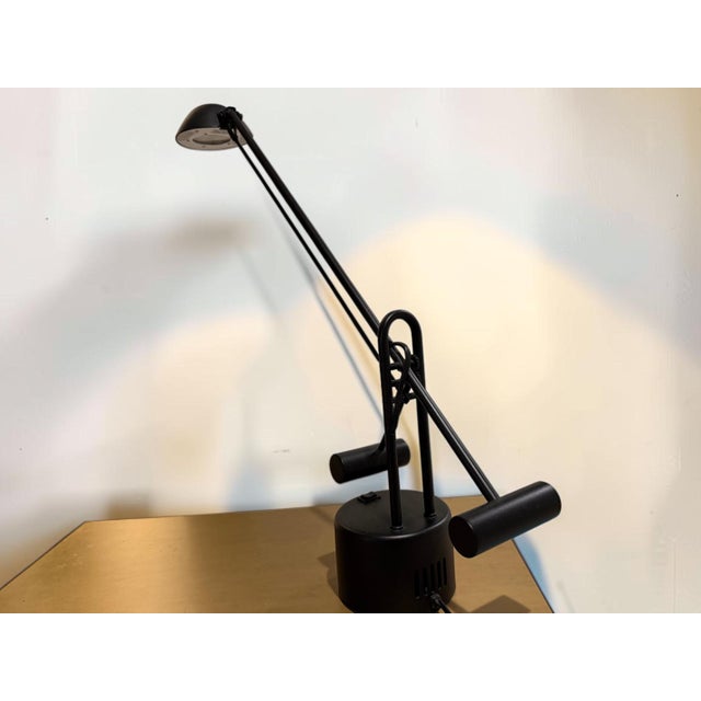 Vintage 1990s Postmodern Black Counterbalance Adjustable Halogen Desk Lamp For Sale - Image 10 of 11