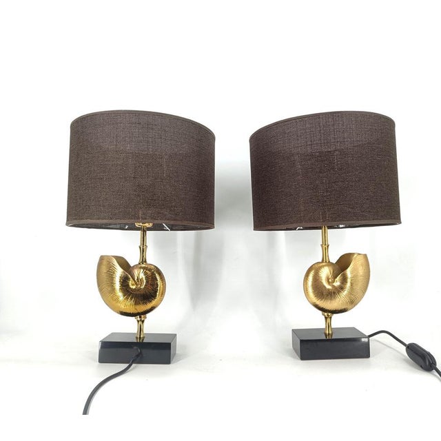 Brass Nautilus Table Lamps from Maison Charles, France, 1970s, Set of 2 For Sale - Image 12 of 12