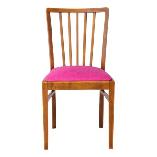 Vintage Modern German Chair in Beech Wood Magenta Upholstery, 1960s For Sale