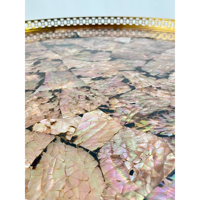 Late 20th Century Maitland-Smith Tessellated Pink Penn Shell Center Table For Sale - Image 9 of 13