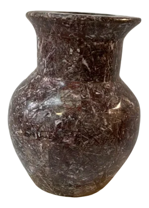 1980s Decorative Stone Vase Vessel on White Base