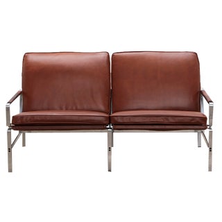 Model Fk 6720 2-Seater Sofa in Brown Leather by Preben Fabricius & Jørgen Kastholm for Kill International, 1960s For Sale