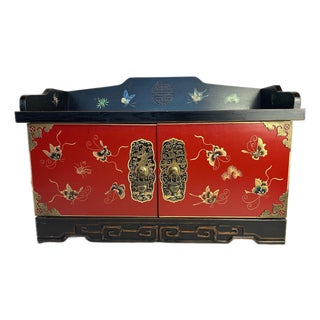 Vintage Chinese Painting Floor Cabinet For Sale