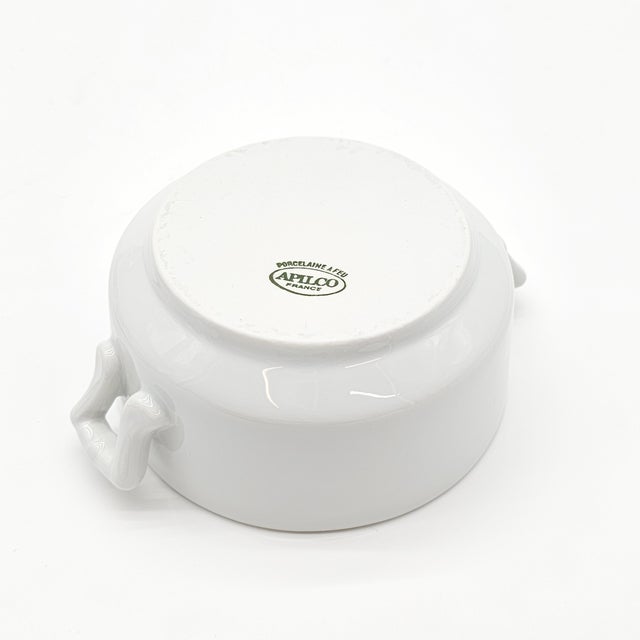 Late 20th Century French Apilco White Porcelain Individual Covered Casseroles, Pair For Sale - Image 15 of 17