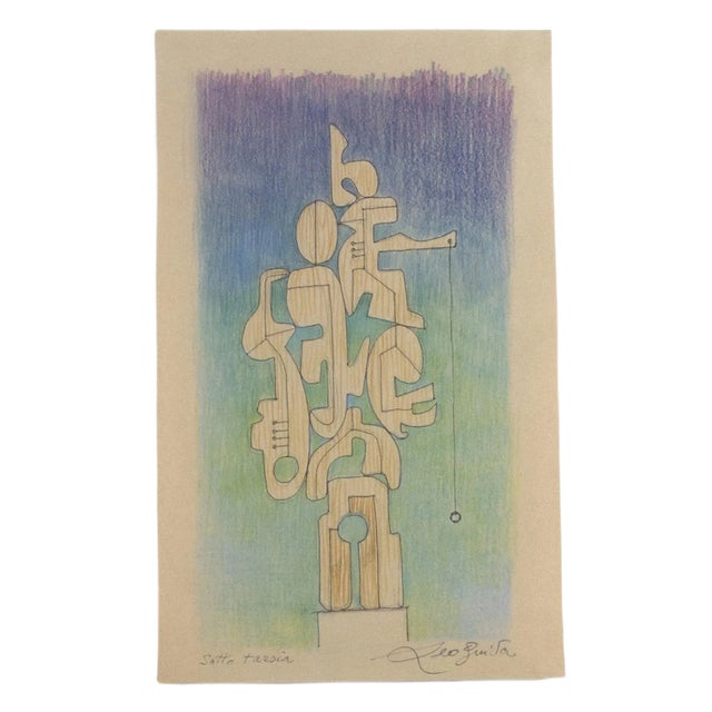 Leo Guide, Under Marquetry, Pastel Color, 1970s For Sale