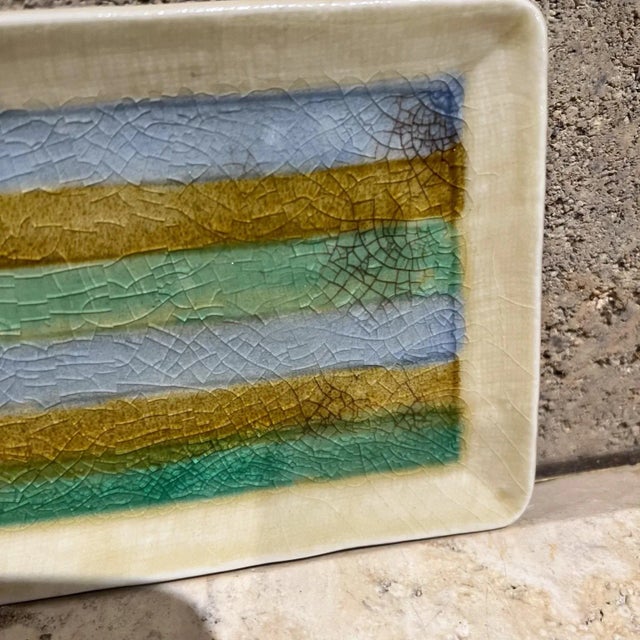 Blue Vintage Sushi Plate Abstract Color Block Kotobuki For Sale - Image 8 of 9