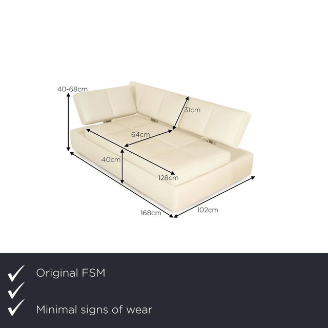 The Square Up Sofa from FSM is covered in white genuine leather and is floor-to-ceiling. It is characterized by its modern...