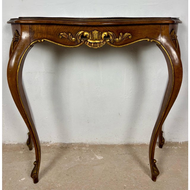 Brown French Louis XV Style Walnut Console Table, 1930s For Sale - Image 8 of 11