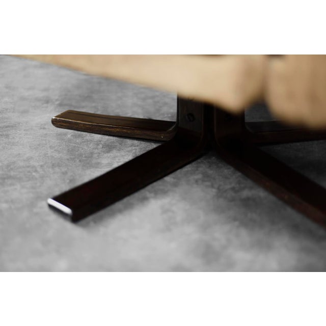 Mid-Century Danish Modern Brown Leather Swivel Armchair from Lystager Industri, 1970s For Sale - Image 11 of 18