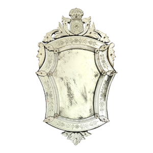 Late 20th Century Venetian Shield Mirror With Coat of Arms Crest