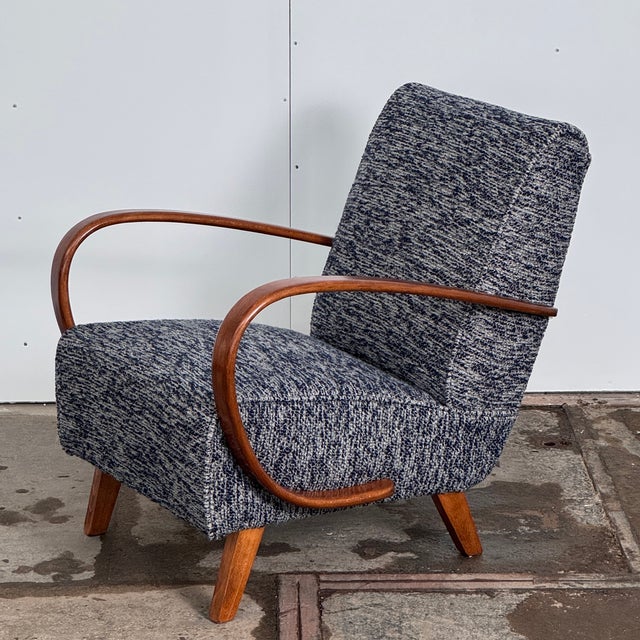 Pair of original type c armchairs designed by jindřich halabala for up závody in the 1930s. These chairs have been fully...