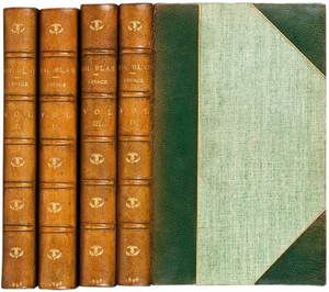 Late 19th Century Illustrated Leather Volumes, the Adventures of Gil Blas by Alain Rene Le Sage - 4 Books