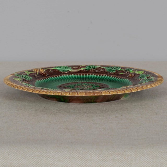 English George Jones Majolica Plate, Grapevine Pattern, English, Circa 1865 For Sale - Image 3 of 5