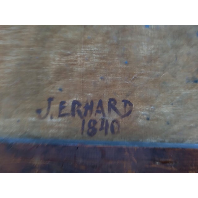 Mid 19th Century Continental Historical Genre Scene Oil Painting Signed J. Erhard, 1840 For Sale In New York - Image 6 of 6