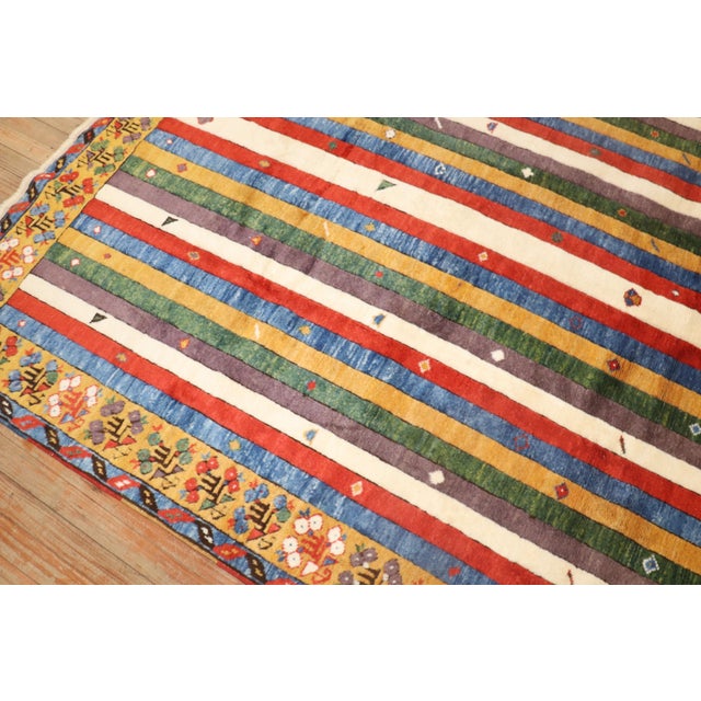 Vintage Zabihi Collection Inspired Striped Turkish Konya Square Rug - 6' x 7'3" For Sale - Image 4 of 9
