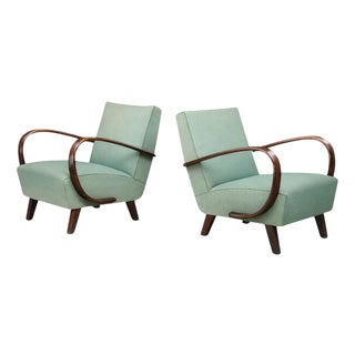 Art Deco Bentwood Lounge Chairs from Jindřich Halabala, 1940s, Set of 2 For Sale