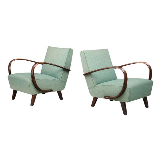 Art Deco Bentwood Lounge Chairs from Jindřich Halabala, 1940s, Set of 2 For Sale