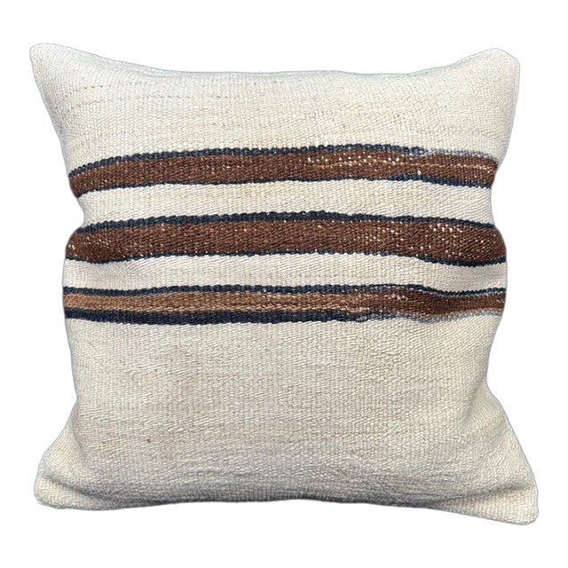 Turkish Hemp Pillow Cushion Natural Beige Brown Cushion Cover 20"x20" For Sale
