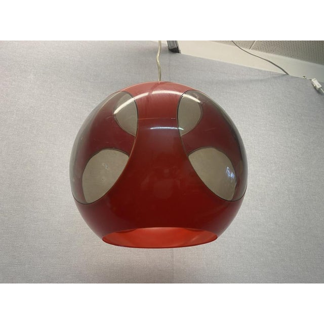 Mid-Century Modern Vintage Colani Ufo Ceiling Lamp in Red Plastic from Massive, 1970s For Sale - Image 3 of 18