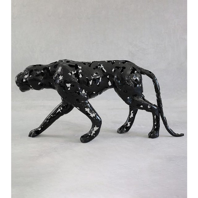 Metal Large Handmade Black Panther Aluminum Sculpture by Azele Studio For Sale - Image 7 of 7