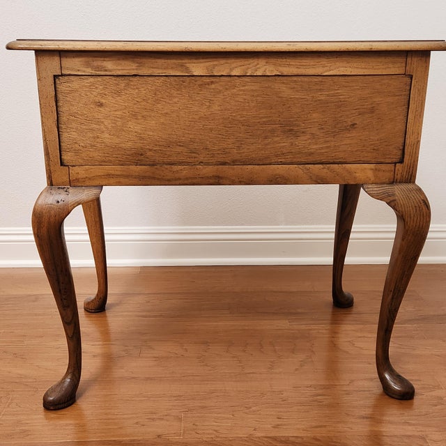 Brown Vintage Baker Furniture Queen Anne Style Bookmatched Burled Walnut Veneer Lowboy For Sale - Image 8 of 18