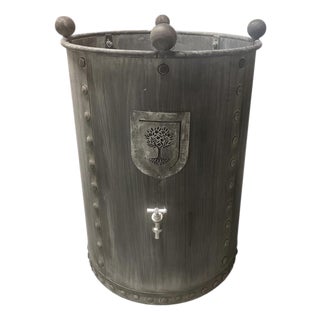 Large Steel Planter With Tree of Life Crest and Spigot For Sale